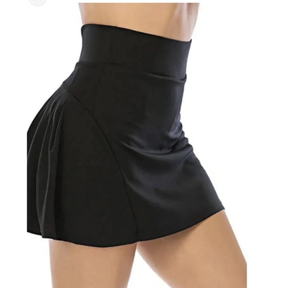 Werena Black Pleated Tennis Skort Athletic Golf‎ Running Skirt with Pocket Large